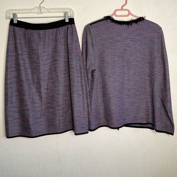 Misook Tweed Suit Womens Small‎ 2piece Set Skirt Blazer Fringe Career Capsule - Picture 9 of 10